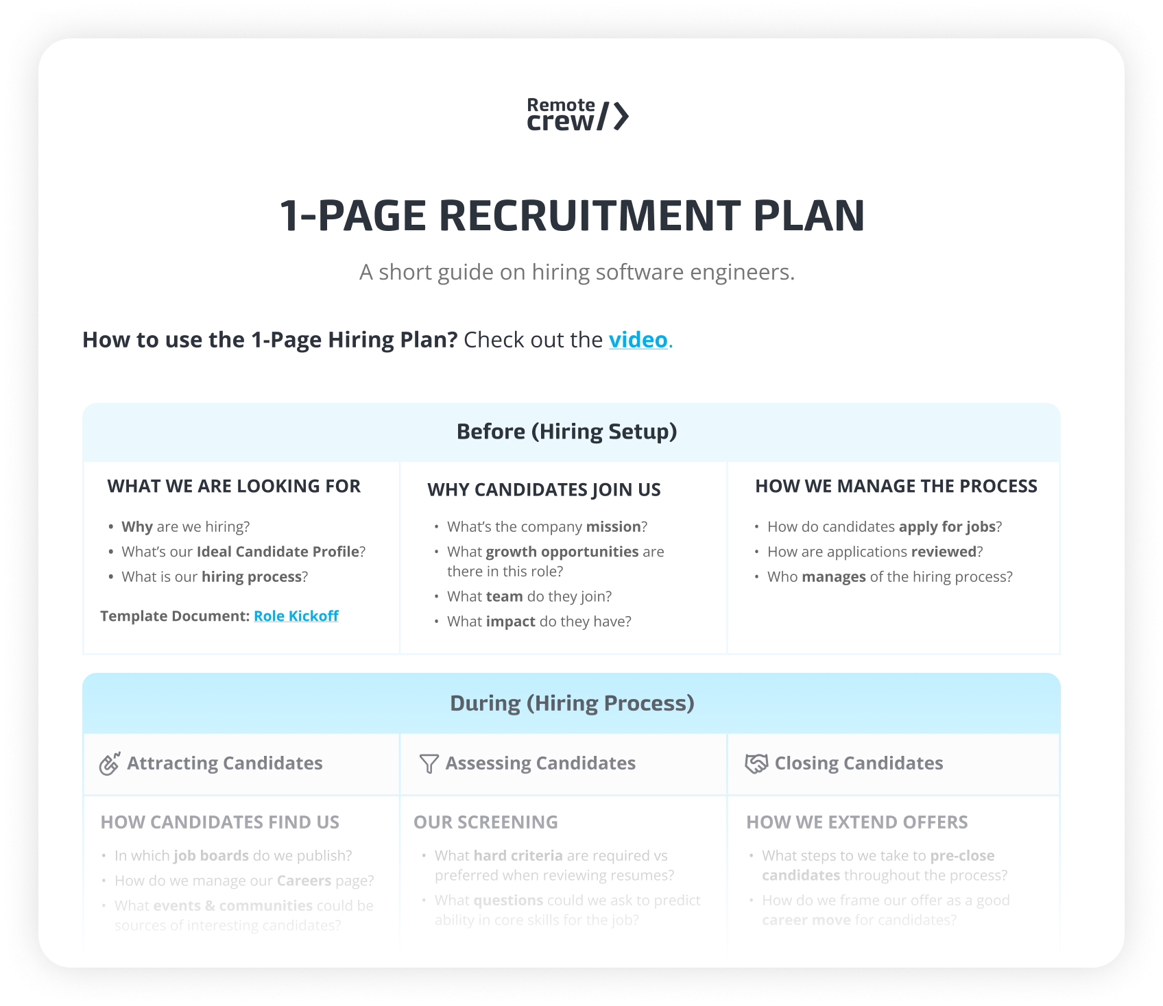 one page recruitment plan Document